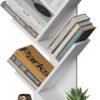 6 Tier Tree Bookshelf, Small Bookcase with Storage Cabinet, Modern Tall Narrow Bookshelves Organizer, Floor Standing Book Shelf for Bedroom/Living Room/Home Office/Corner, Rustic Brown