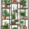 Plant Stand Indoor Outdoor Tall Plant Shelf for Multiple Plants Pots Wood Flower Stand Large Flower Holder for Living Room, Patio, Balcony, Garden Decor, Brown