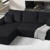 105" Cloud Sectional Couch, L Shaped Modular Sectional Sofa with Deep Seat, Boneless Couches for Living Room Bedroom, Corduroy Upholstery Black, Left Facing Chaise