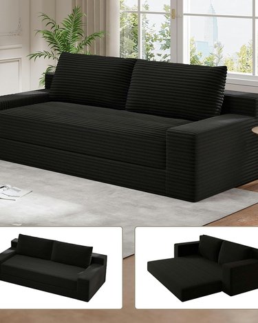 71_ Loveseat Sofa, Corduroy Loveseats for Small Spaces, No Assembly Required Love Seat Couch for Living Room, Bedroom, Apartment, Black