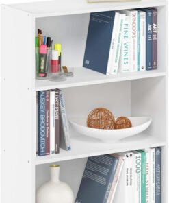 Pasir 3-Tier Open Shelf Bookcase, Plain White